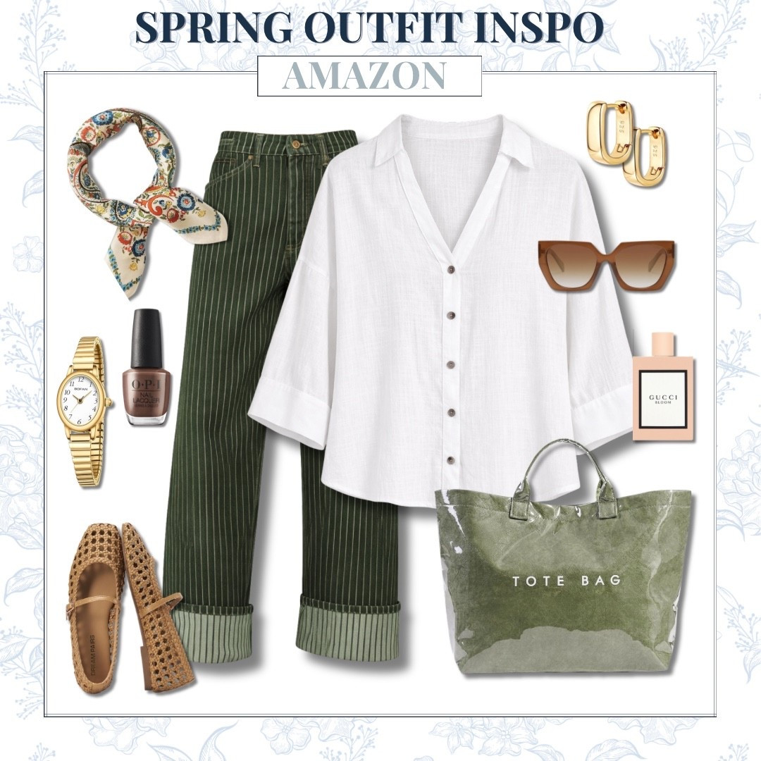 Spring Outfit Inspo
A relaxed spring combination of a lightweight white blouse and green striped trousers for a fresh seasonal palette. Styled with woven flats, a casual tote, and gold accessories for an effortless everyday outfit that feels modern and polished.


amazon spring outfit women, green striped pants outfit women, casual chic spring outfit women, relaxed spring outfit women, amazon fashion finds outfit, white blouse outfit women, everyday spring outfit women, chic casual outfit women, neutral spring fashion women, womens casual outfit inspiration, woven flats outfit women, classic spring outfit women, minimalist spring style women, amazon clothing finds women, casual daytime outfit women, spring style inspiration women, effortless outfit women spring, modern casual outfit women, AudrieDollins

#LTKTravel #LTKootd #LTKSeasonal