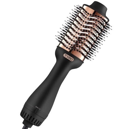 TYMO Hair Dryer Brush Blow Dryer Brush in One, 4 in 1 Ionic Hairdryer and Styler Volumizer with Oval Titanium Barrel, Hot Air Straightener for Smooth Frizz-Free Blowout, Gold | Amazon (US)