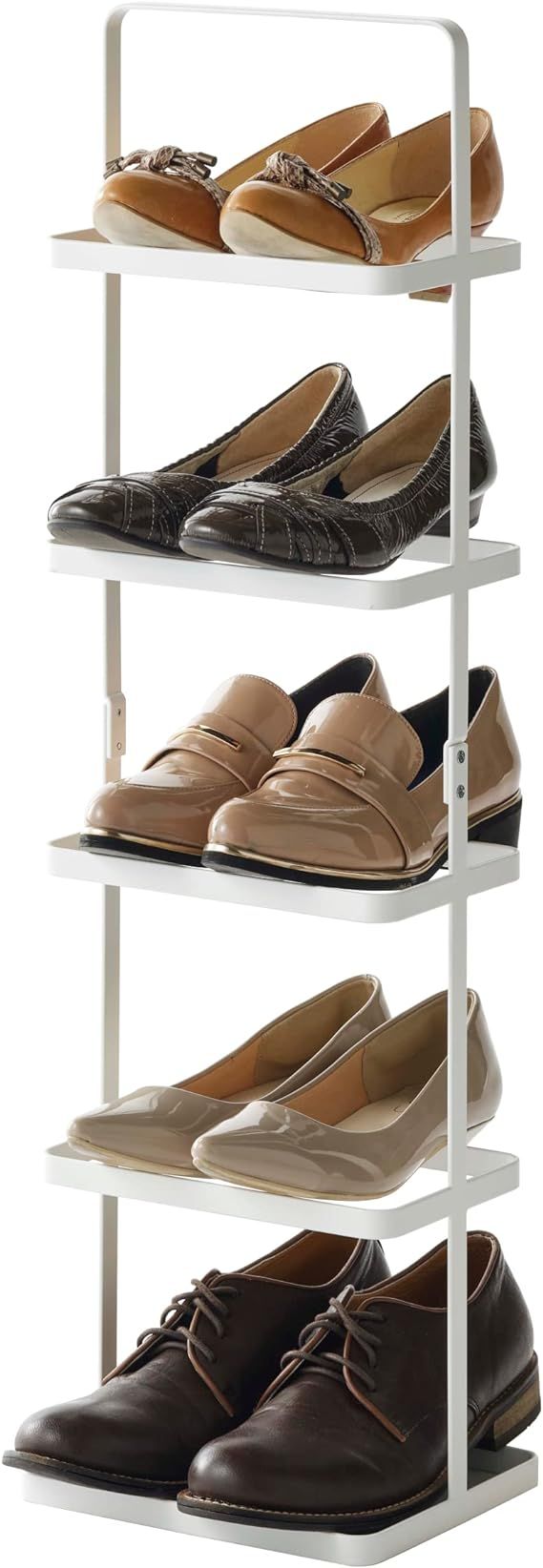 Compact Modern Metal Shoe Rack Stee Tall White | Amazon (US)