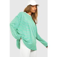 Womens Long Sleeve Thin Stripe T-shirt - Green - 10 | NastyGal UK