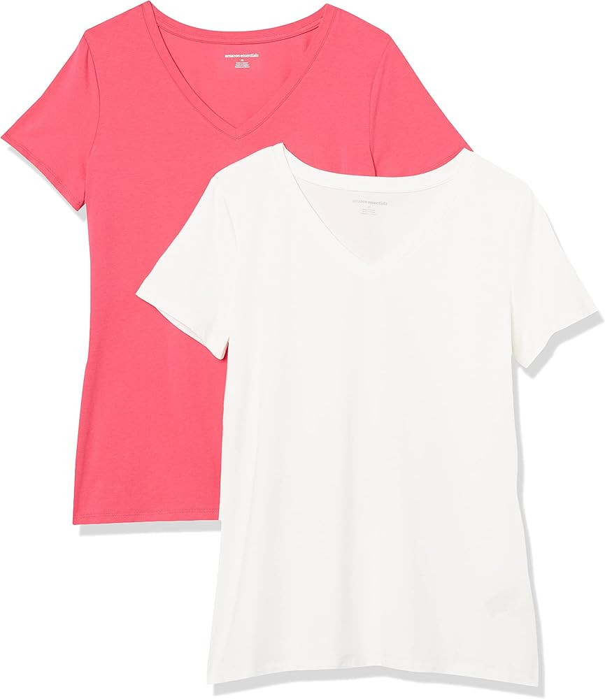 Amazon Essentials Women's Classic-Fit Short-Sleeve V-Neck T-Shirt, Multipacks | Amazon (US)