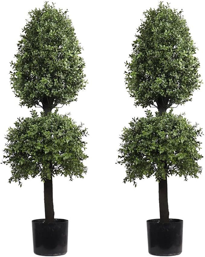 4ft Boxwood Ball Shape Artificial Topiary Tree Porch Decor, Outdoor Plants 2Pack | Amazon (US)