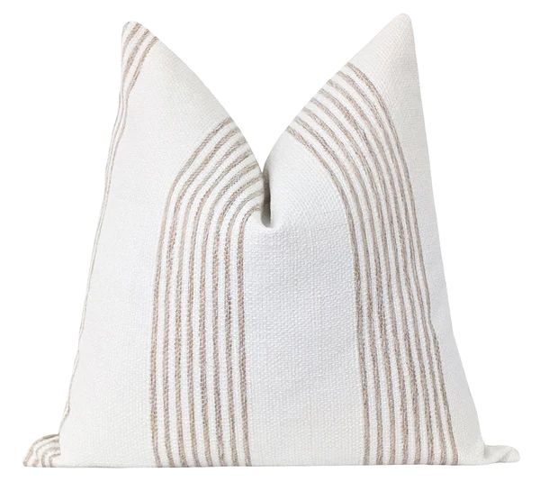 Norfolk Taupe Woven Stripe Pillow | Land of Pillows