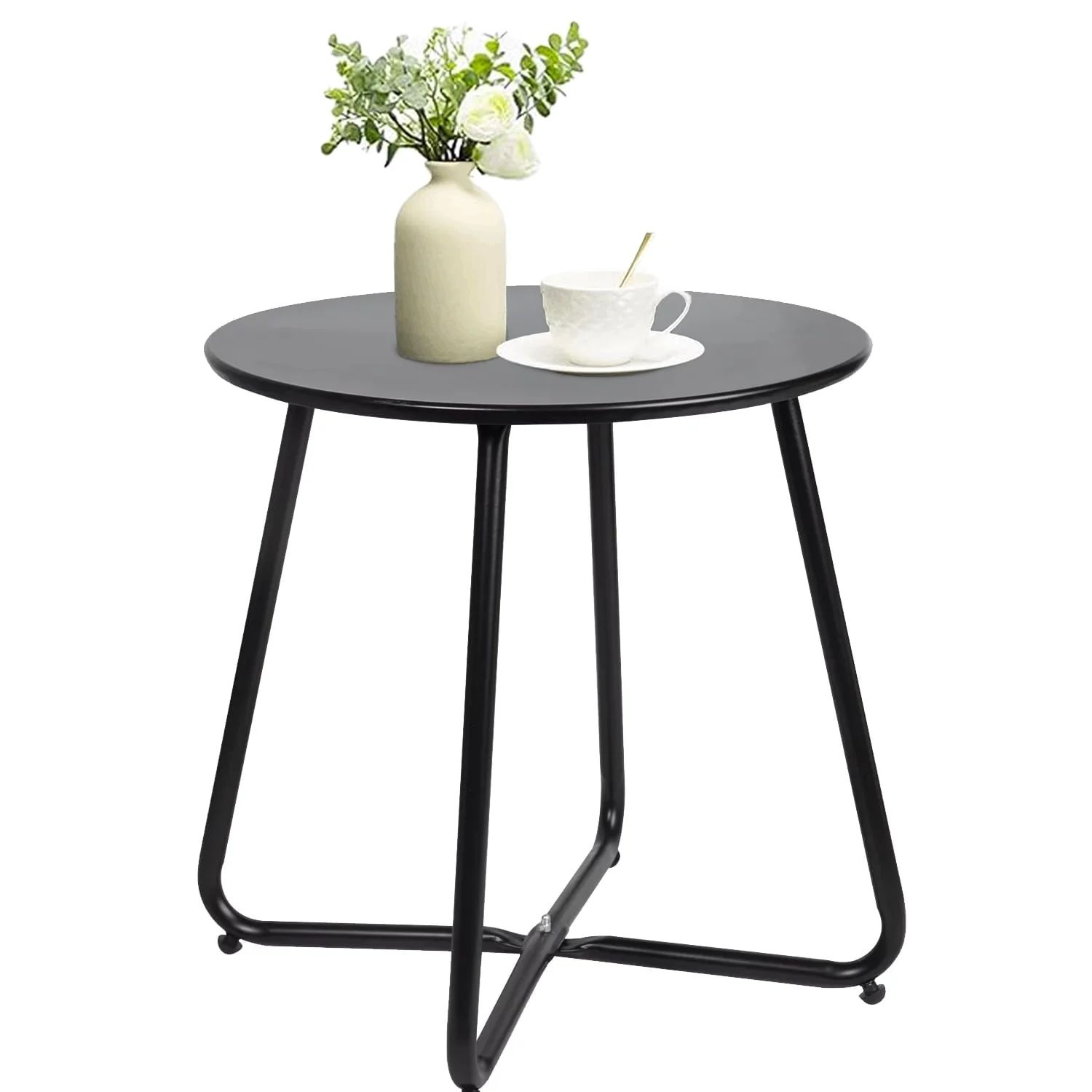 CERBIOR Metal Tray End Table, Round Accent Coffee Side Table, Anti-Rust and Waterproof Sofa Side ... | Walmart (US)