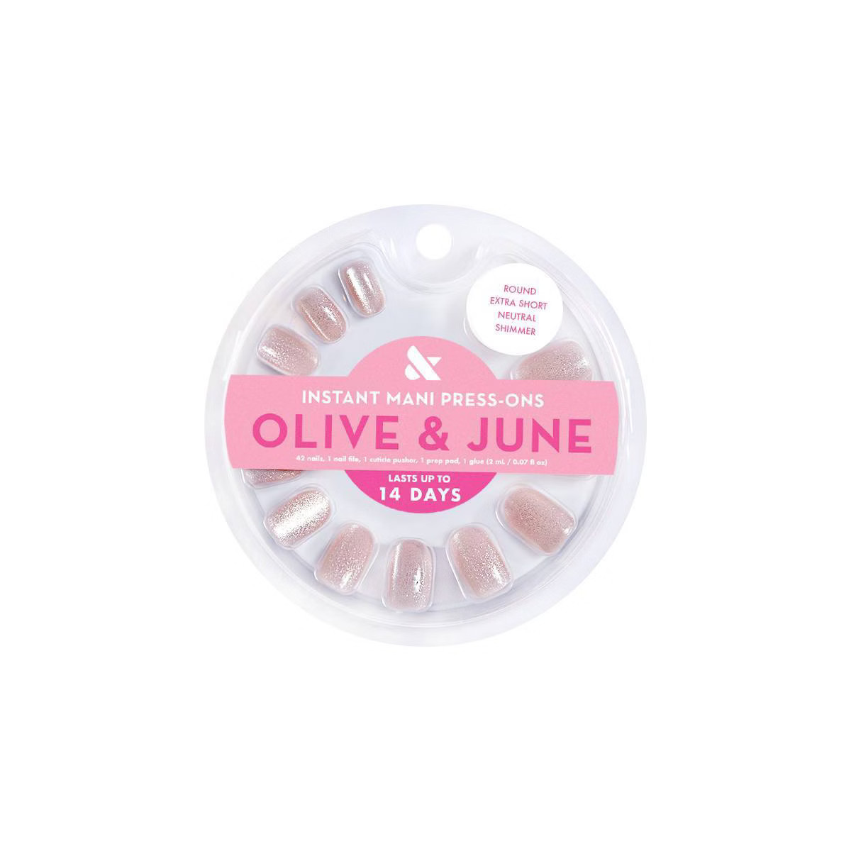 Olive & June Press-On Fake Nails - XS Round - Neutral Shimmer - 42ct | Target