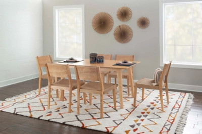 Linon Farren Dining Table and 6 Dining Chairs Set, Natural | Ashley Homestore
