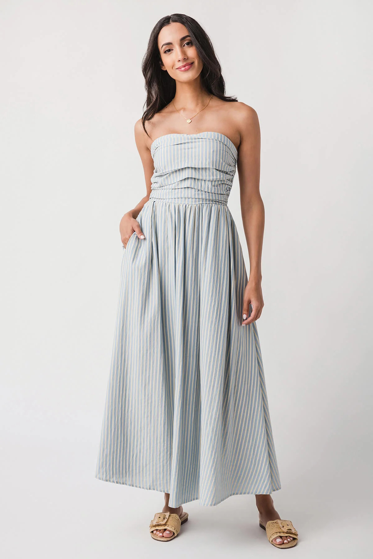By Together Stripe Strapless Dress | Social Threads