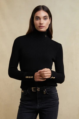 Painswick Roll Neck Knit (Black) | Holland Cooper