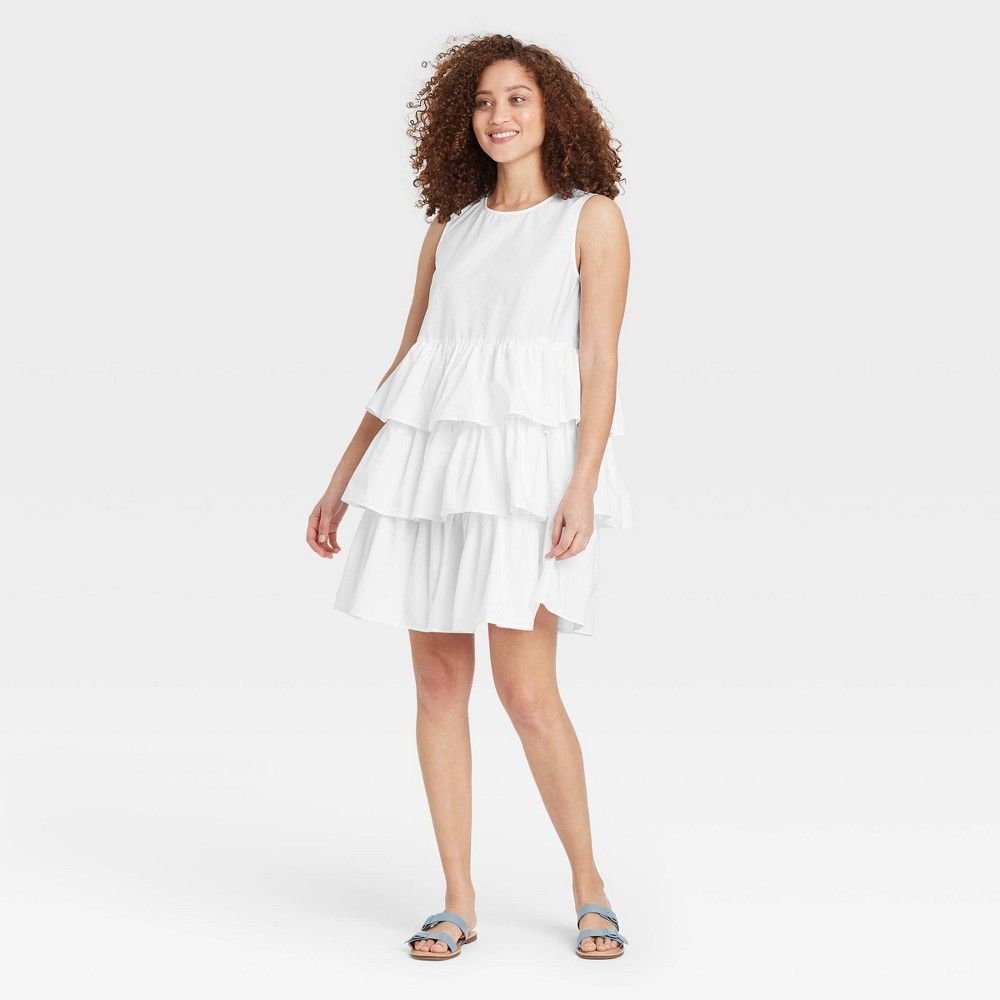 Women's Sleeveless Multi Tiered Dress - Who What Wear White M | Target