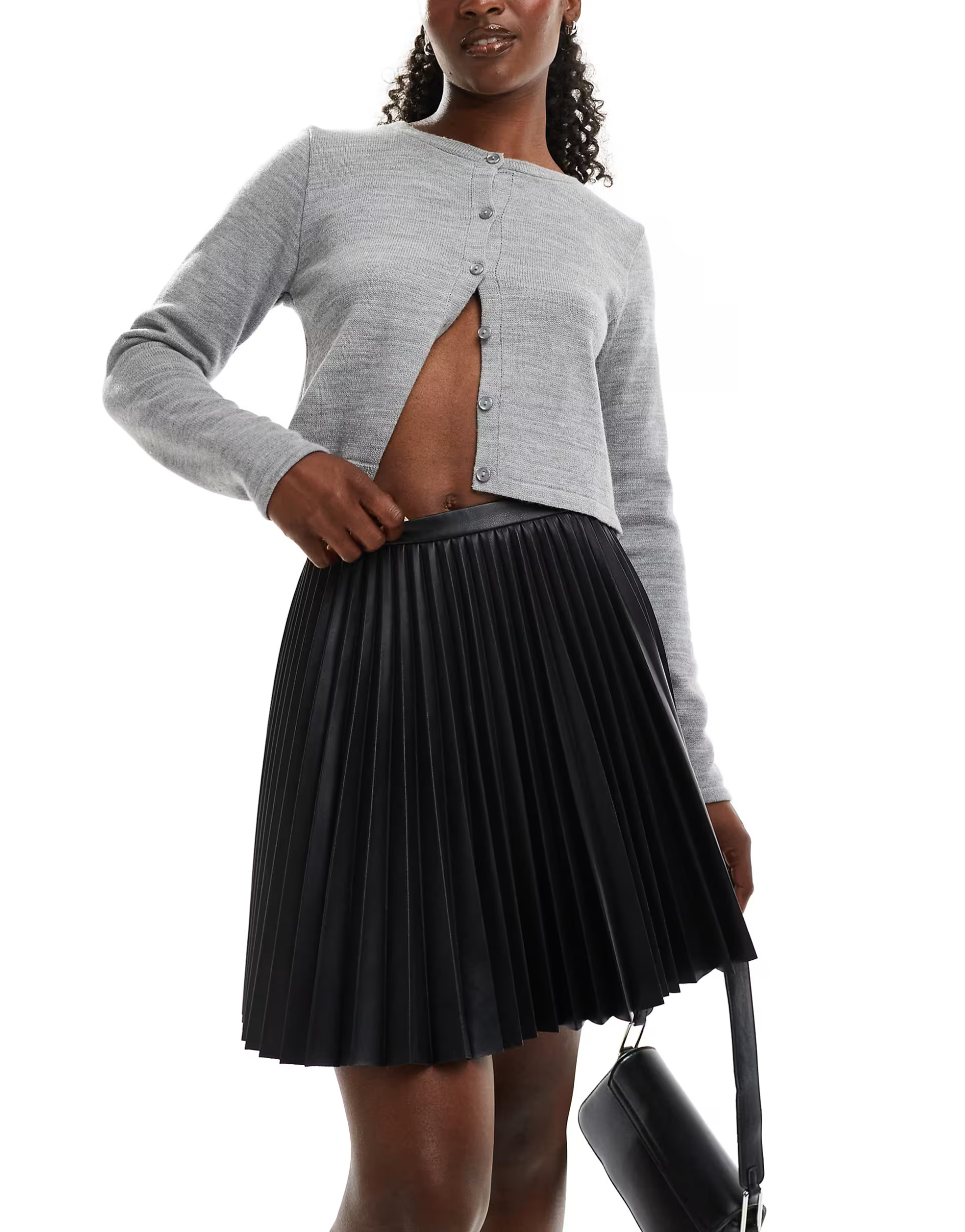 Armani exchange faux leather pleated skirt in black | ASOS (Global)