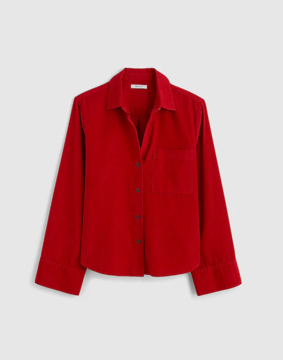 Easy Y-Neck Button-Up Shirt in Corduroy | Madewell