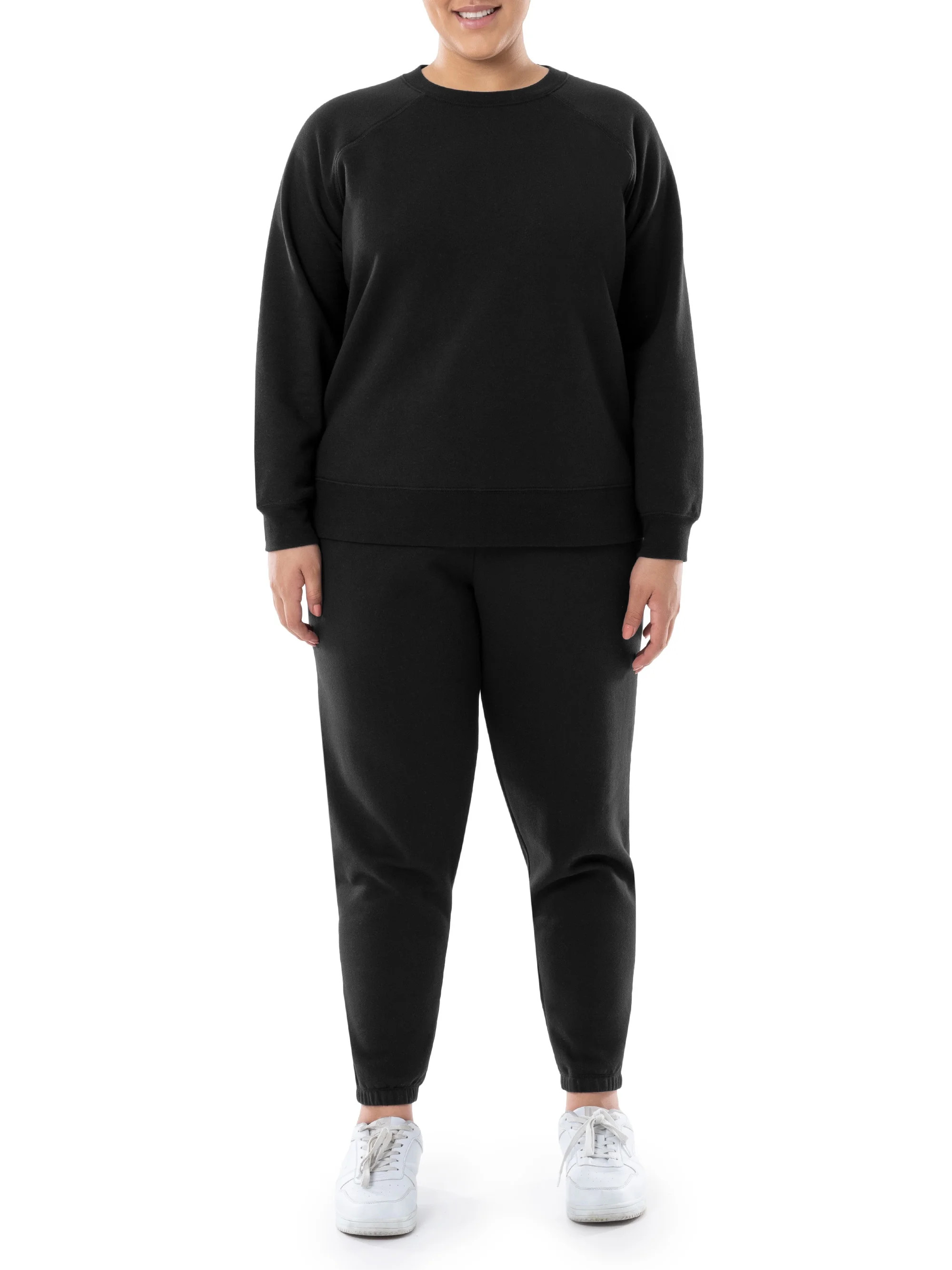 Terra & Sky Women's Plus Relaxed Fit Fleece Sweatshirt and Sweatpants Set, 2-Pack - Walmart.com | Walmart (US)