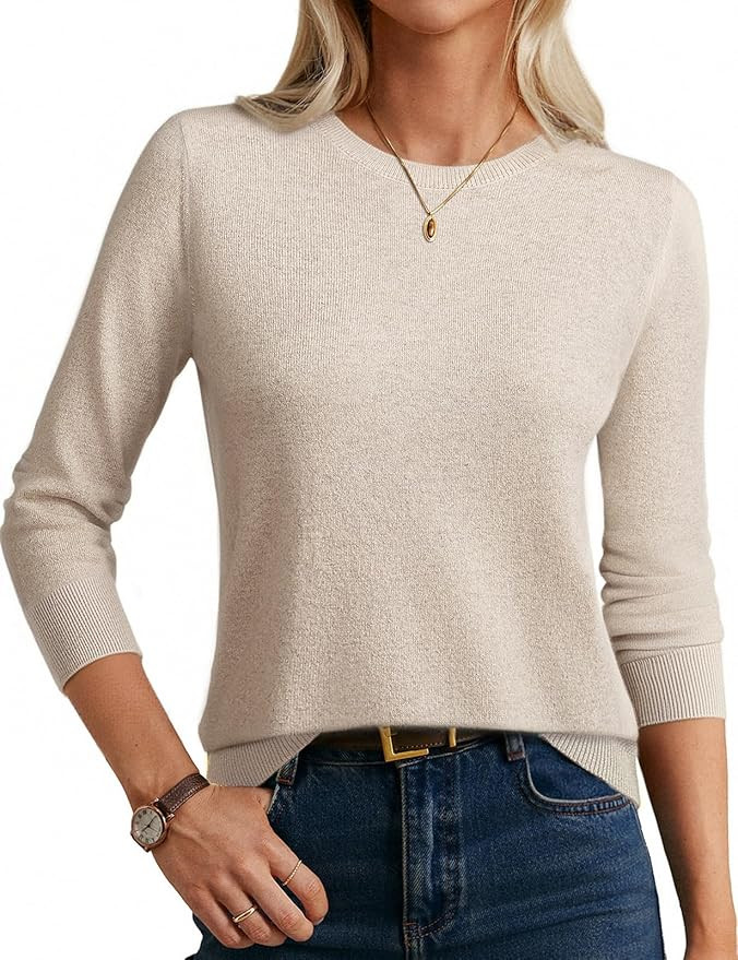 GRACE KARIN Cashmere Sweaters for Women Merino Wool Long Sleeve Sweater Casual Fall Crew Neck Swe... | Amazon (US)