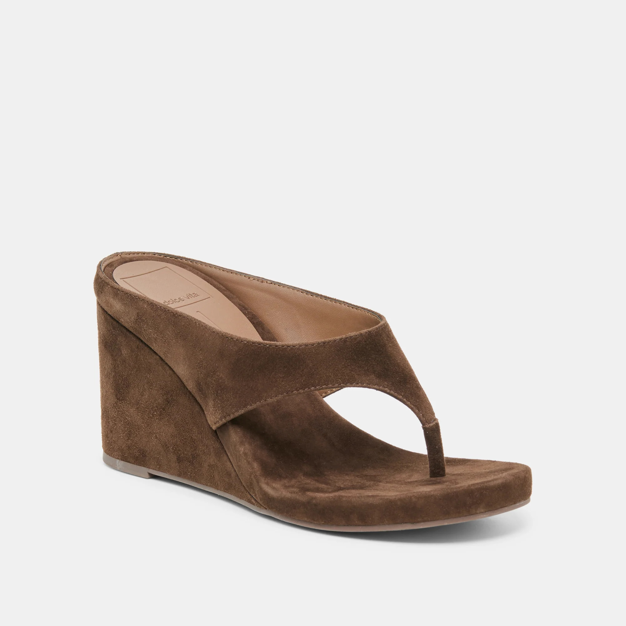 Hinna Wedges Dk Brown Suede | DolceVita.com