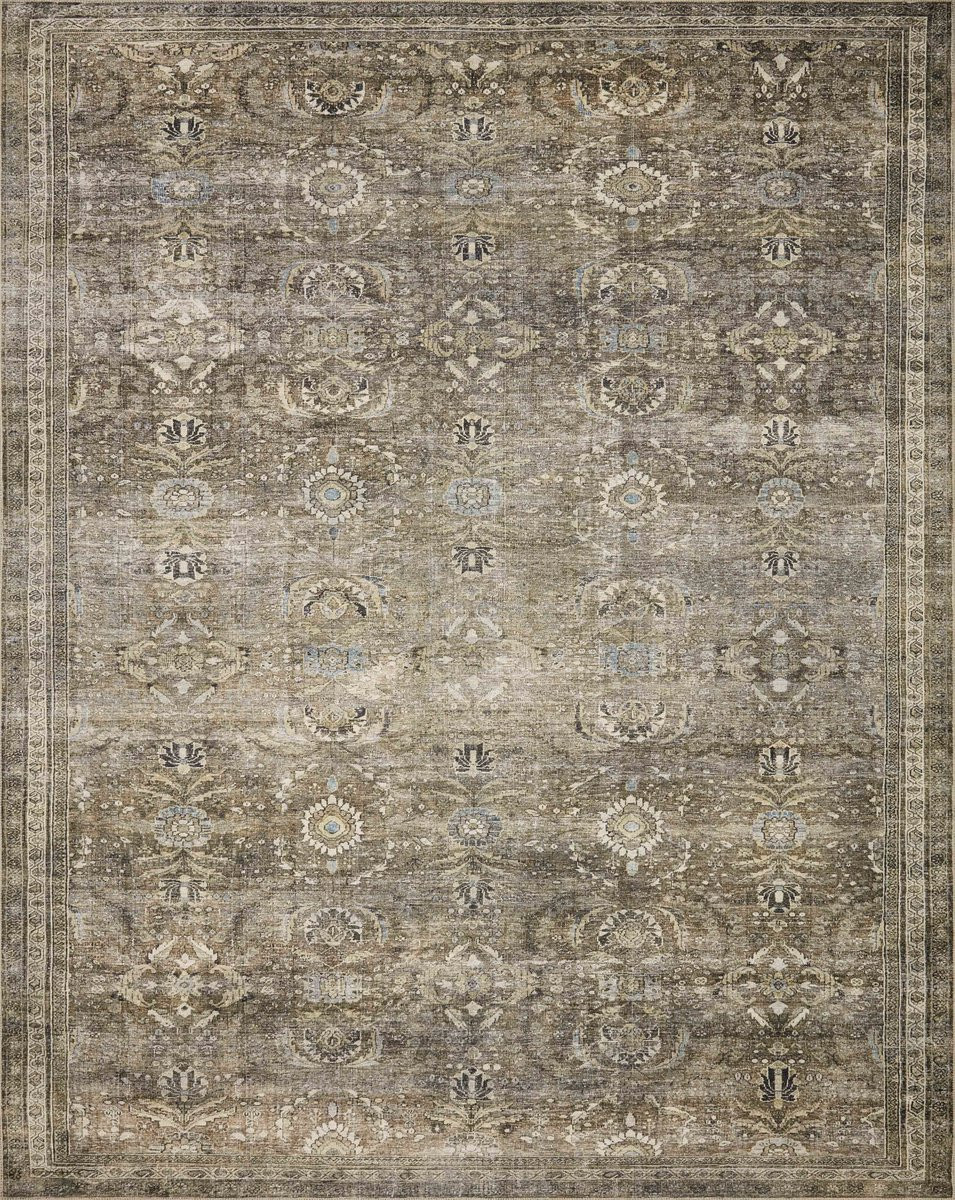 Layla Printed LAY-13 Antique/Moss Area Rug | Rugs Direct