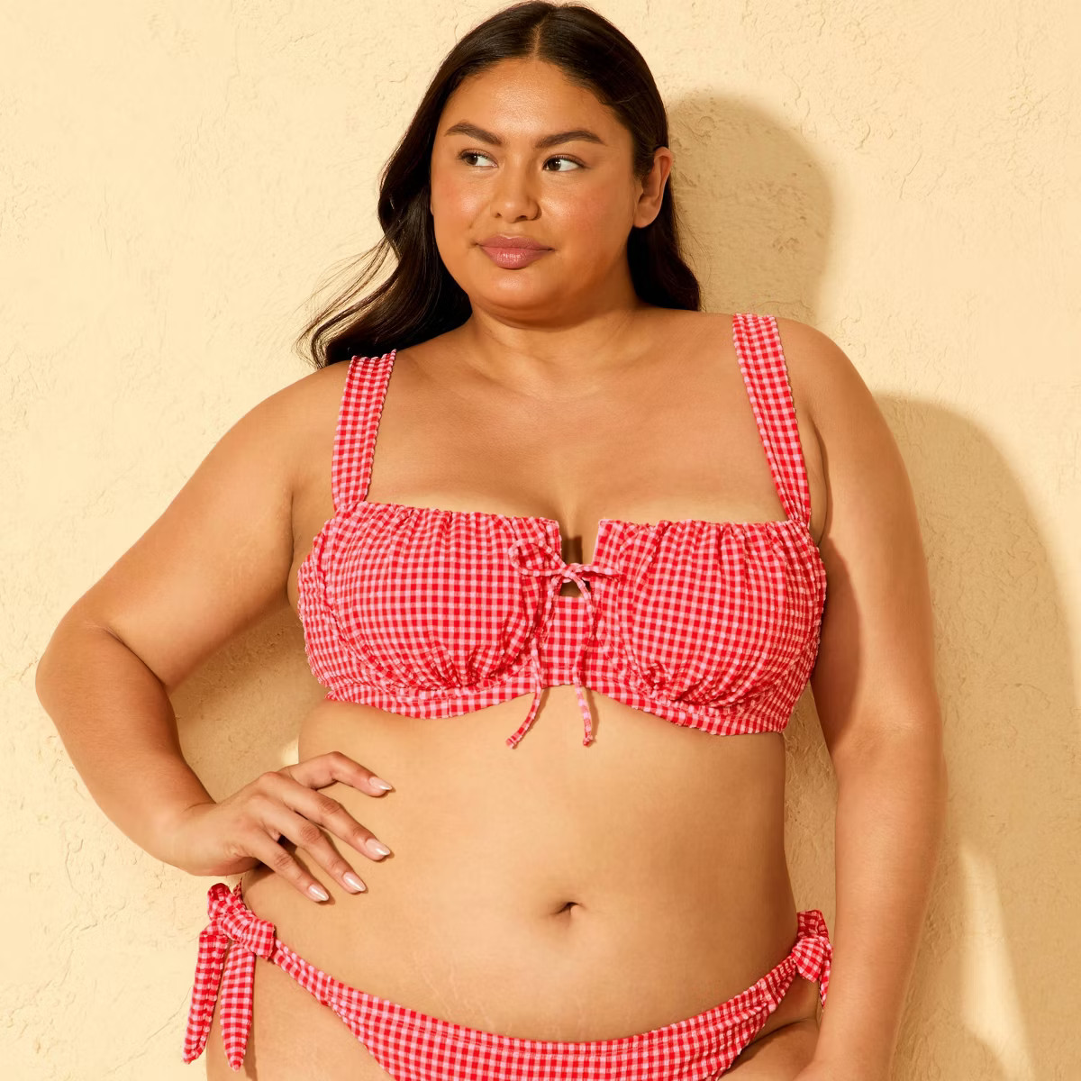 Women's Gingham Seersucker Center Tie Underwire Bikini Top - Wild Fable™ | Target