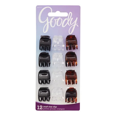 Goody Small Basic Half-Claw Clips, 3 Prong Hair Clips, Assorted Colors, 12 Pk | Walmart (US)