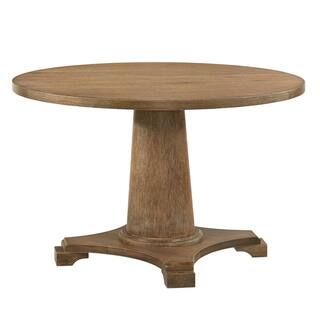 Yotam 48 in. Round Salvaged Oak Finish Wood Dining Table Seats-4 | The Home Depot