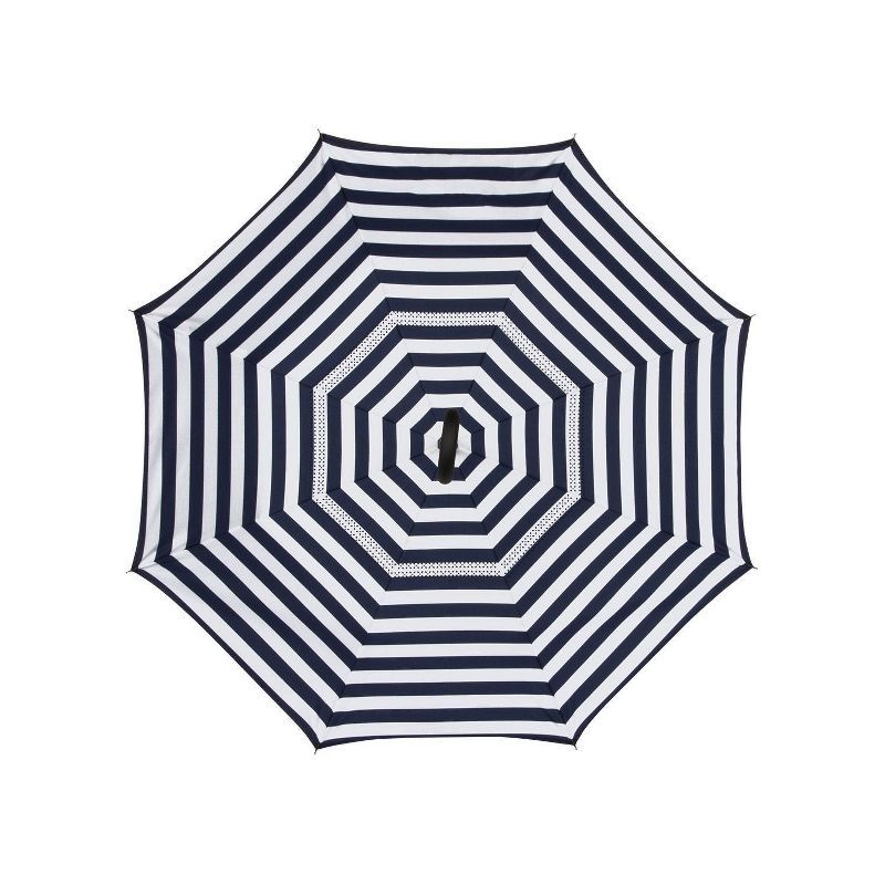 ShedRain UnbelievaBrella Reverse Opening Stick Umbrella - Navy Blue Striped | Target