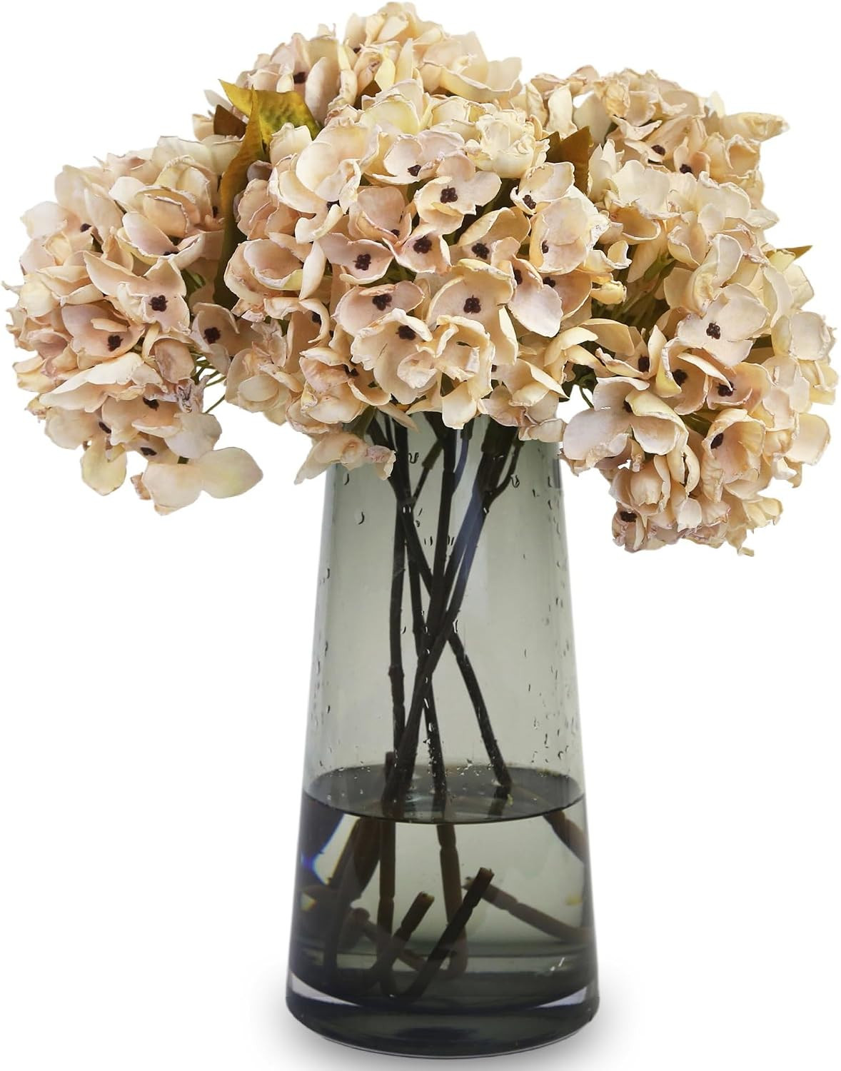 Faux Hydrangeas Artificial Fall Flowers Dried Hydrangea 6PCS Cream White | Amazon (US)