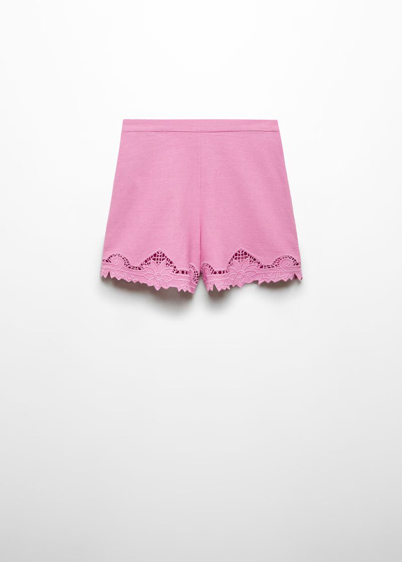 Embroidered cotton shorts -  Women | Mango USA | MANGO (US)