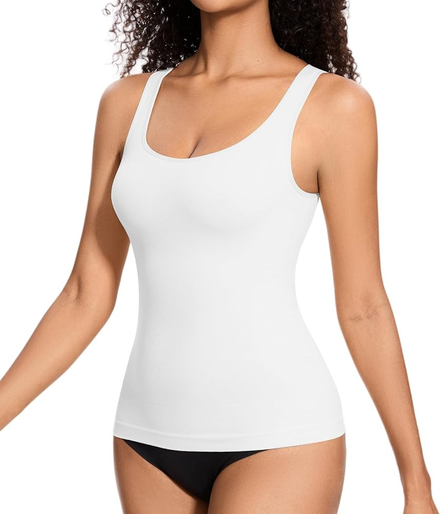 ONEW Compressions Tank Top for Women Tummy Control Shapewear Top Waist Trainer Cami Vest with Wid... | Amazon (UK)