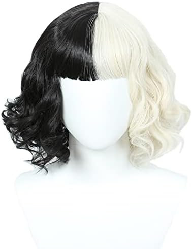 Linfairy Half Light Blonde and Black Wig Halloween Costume Cosplay Wigs for Women | Amazon (US)
