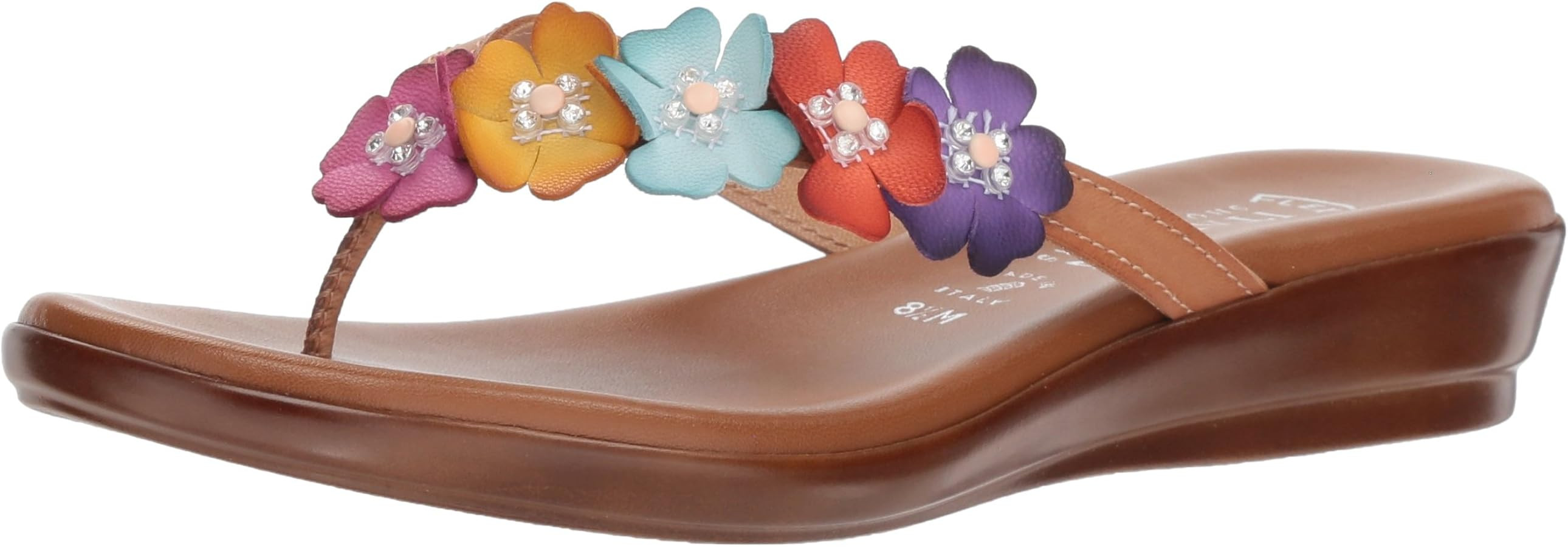 ITALIAN SHOEMAKERS Emina Low Wedge Floral Dressy Thong Sandals for Women | Amazon (US)