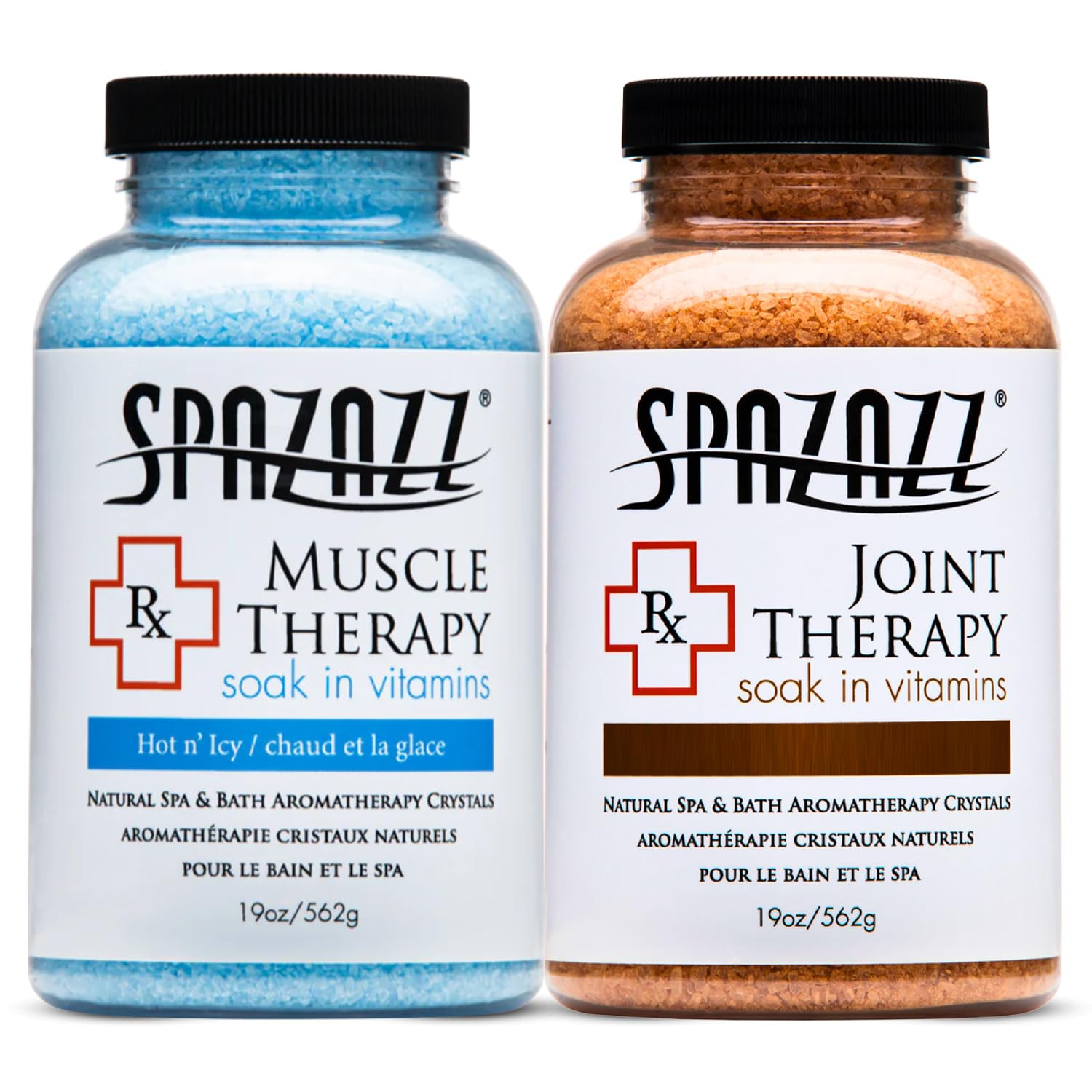 Spazazz Aromatherapy Spa and Bath Salts Crystals RX Therapy Collection 2 Pack Bundle- One 19 Oz J... | Amazon (US)