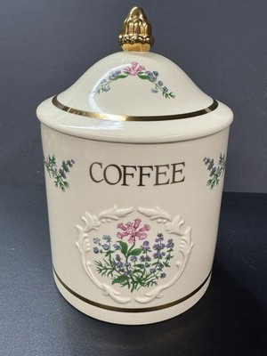 Lenox Spice Garden Coffee Canister Porcelain Gold Trim With Lid 1993 | eBay US
