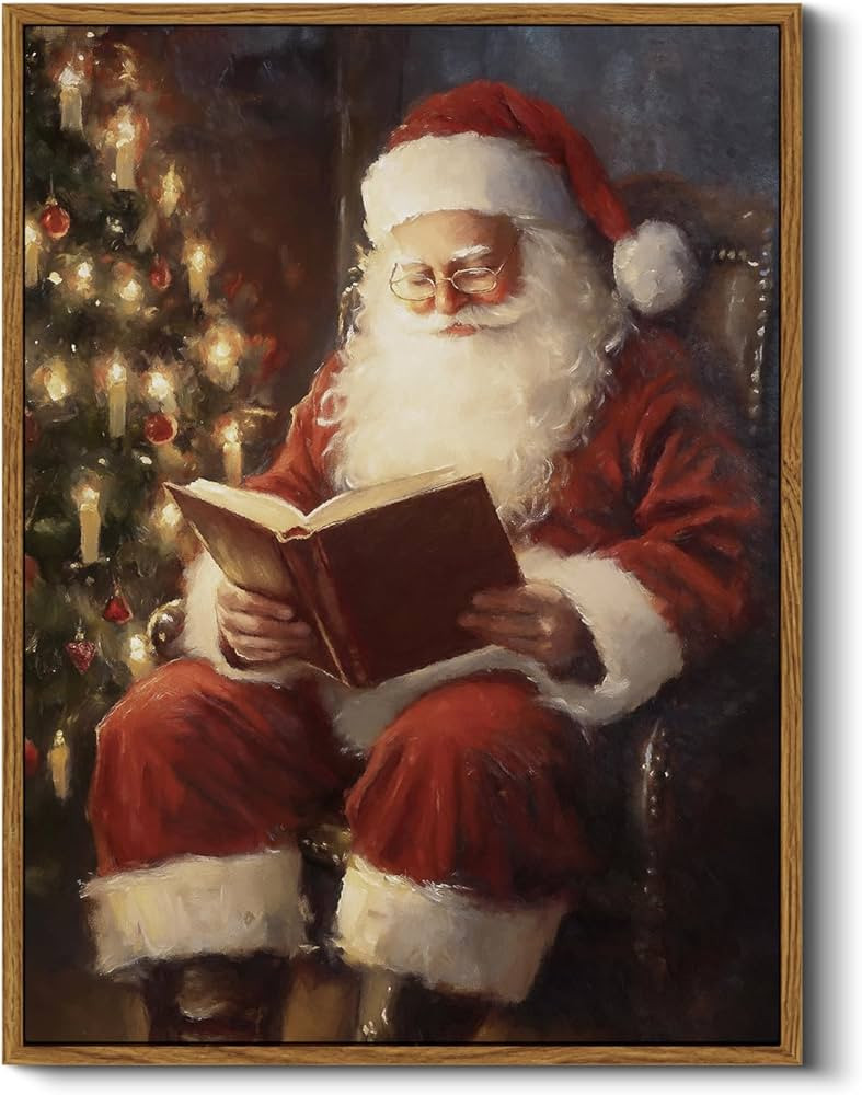 ARPEOTCY Framed Canvas Wall Art, Vintage Christmas Decor, Living Room Retro Santa Picture, Home W... | Amazon (US)