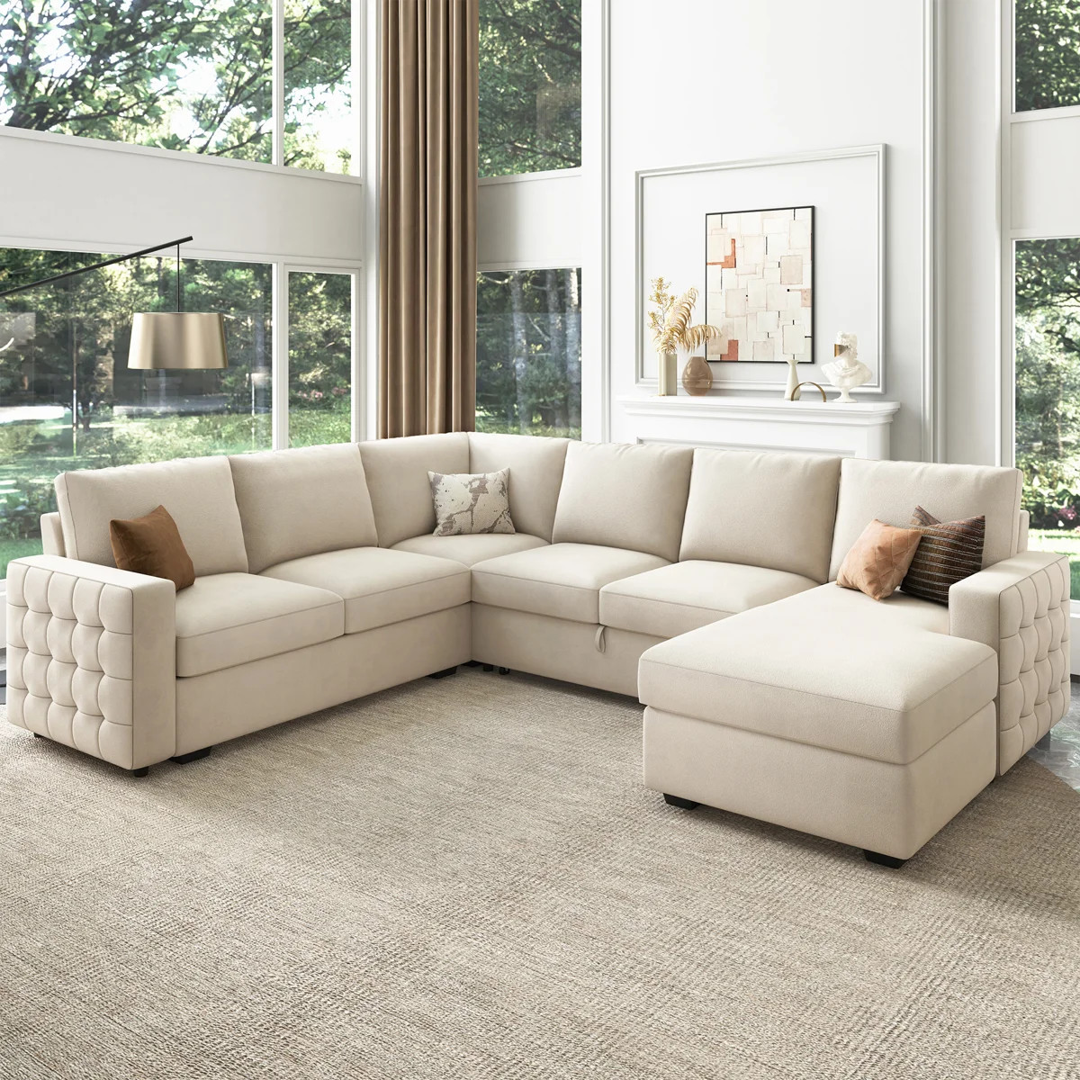 Chasidi U-Shaped Sectional Sofa Bed Pull Out Sleeper Couch With Storage Chaise | Wayfair North America