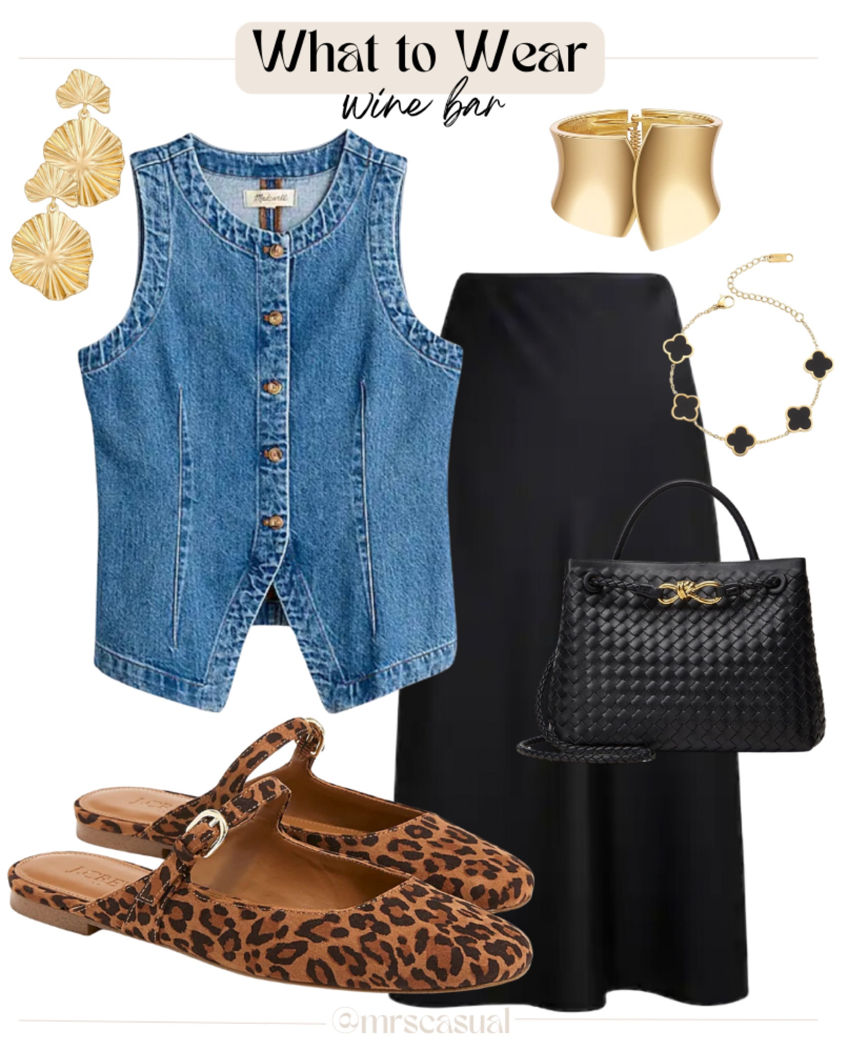 Satin skirt outfit idea for fall with denim vest and leopard mules

#LTKFindsUnder100 #LTKFindsUnder50 #LTKSaleAlert