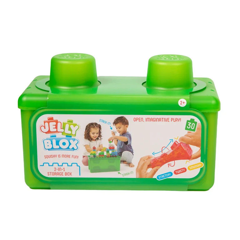 Jelly Blox - Stash & Stack - 2-in-1 Storage Case by Goliath, Includes 30 Pieces, Ages 2+ | Walmart (US)