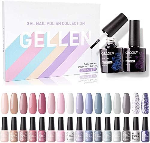 Gellen 16 Colors Gel Nail Polish Kit- With Top&Base Coats, Soft Pastels Gray Neutrals Gel Polish ... | Amazon (US)