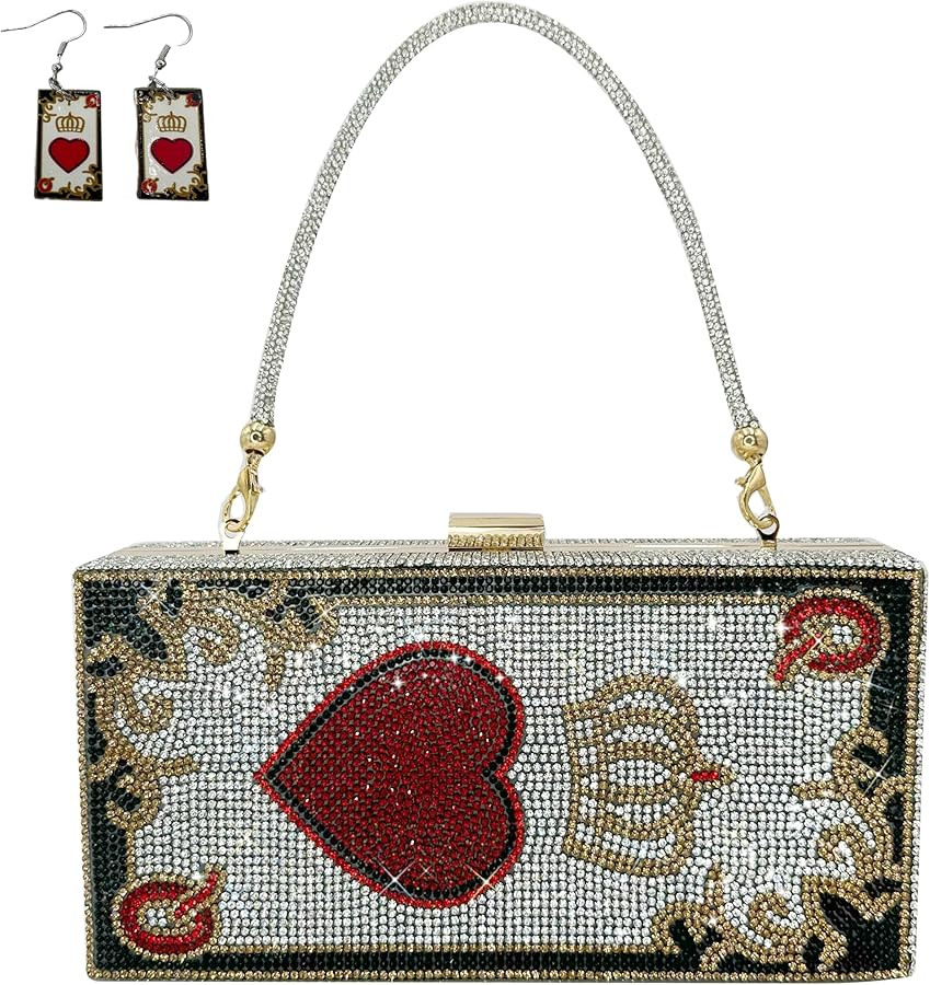 Diamond Sliver Crystal Evening Bag Rhinestone Bling Money Purses Poker Card Handbags Clutch For P... | Amazon (US)