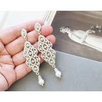 SALE Art Deco Earrings, Bridal Earrings, Statement Earrings, Vintage Style Pearl Earrings, Wedding E | Etsy (US)