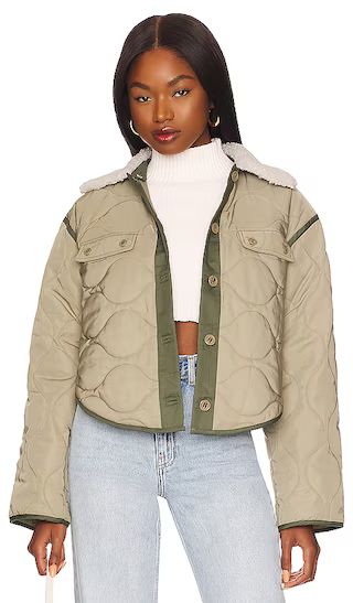 Agnes Quilted Jacket in Sage Green | Revolve Clothing (Global)