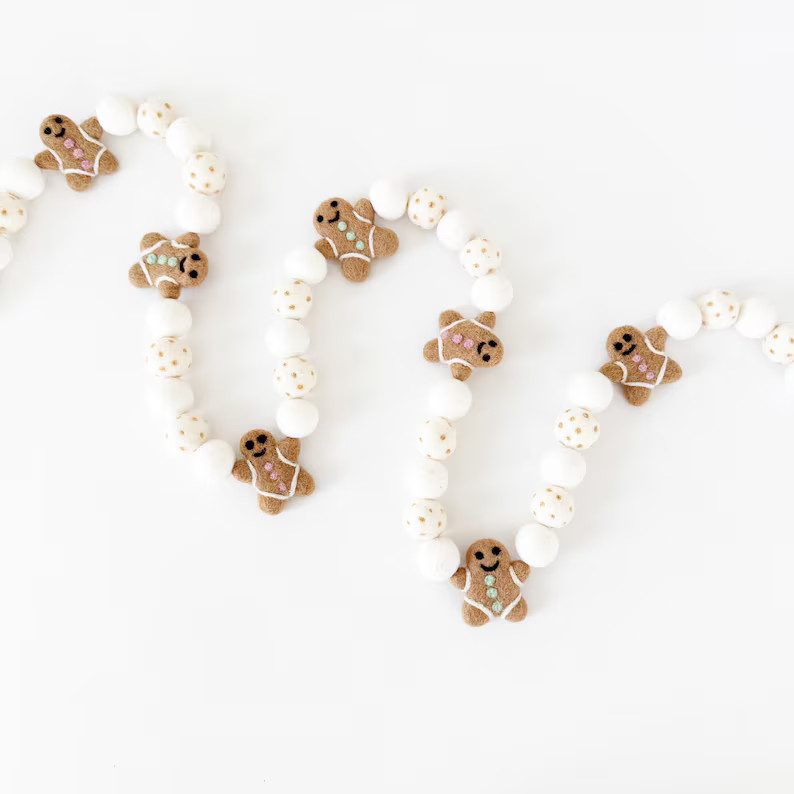 Christmas Garland | Christmas Banner | Christmas Decorations | Felt Gingerbread Felt Ball Garland... | Etsy (US)