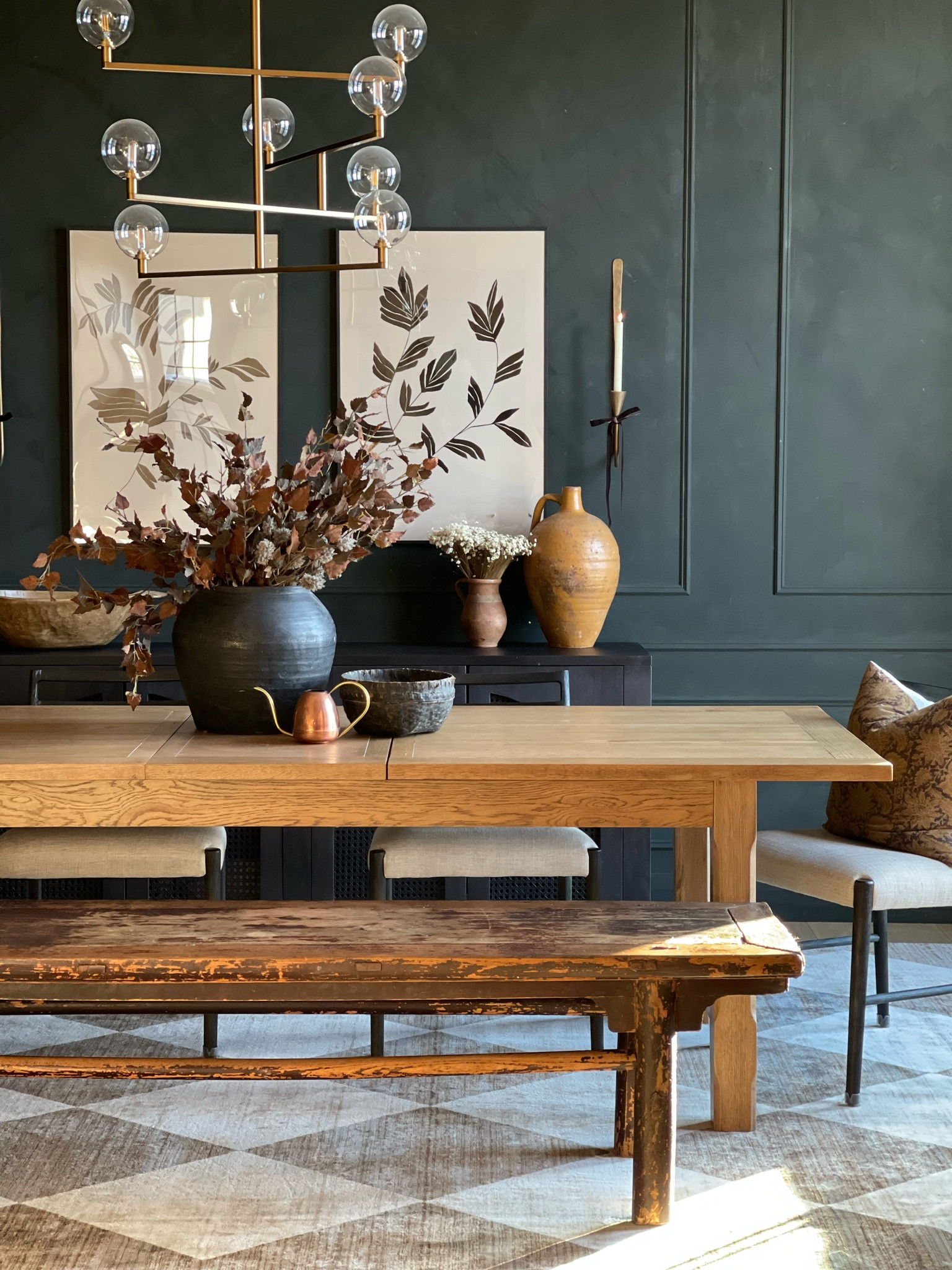 Moody dining room vibes! 

Vintage 
Dining 
Found vases 


#LTKhome