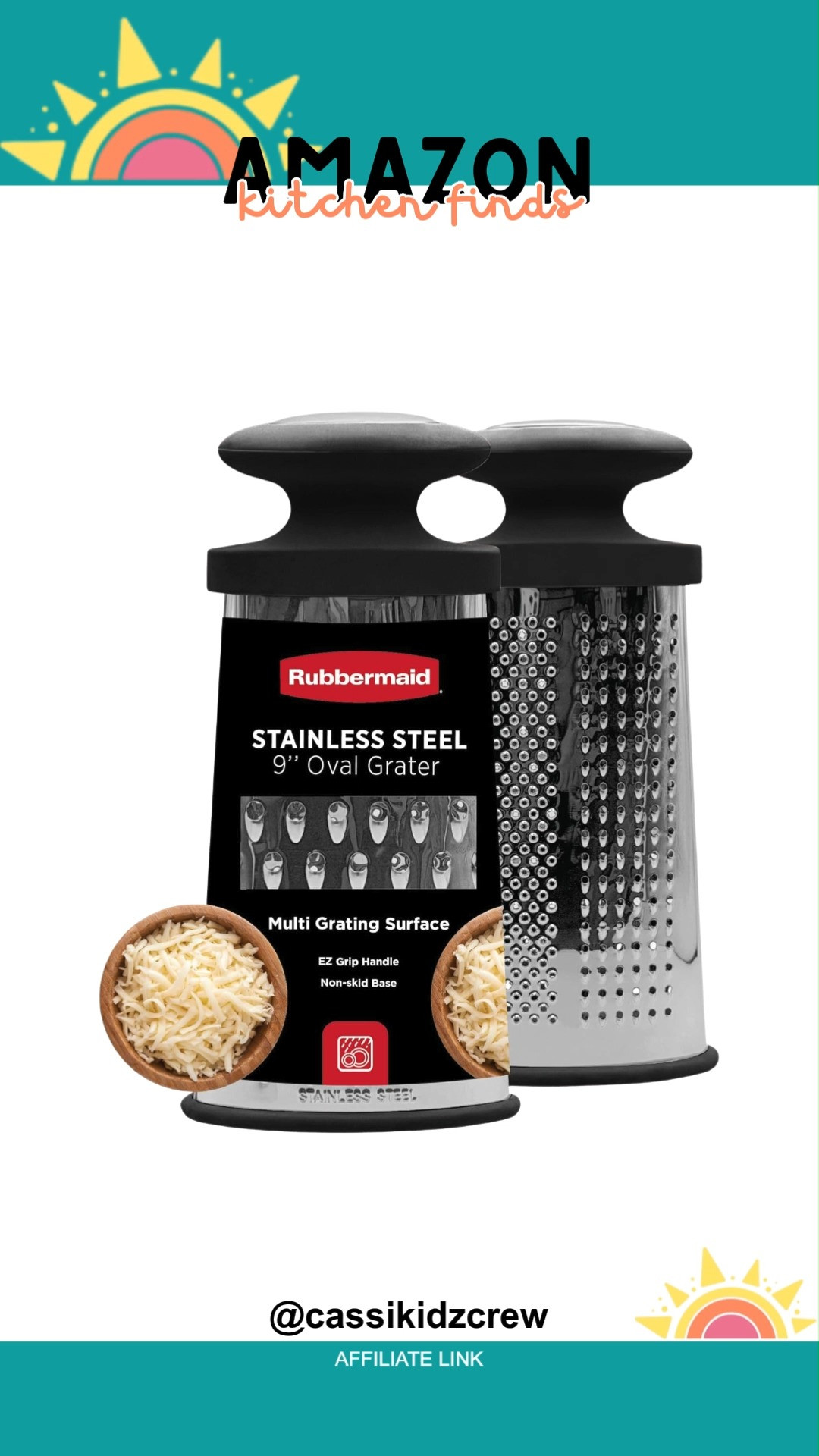 Grate with ease using this Rubbermaid Stainless Steel Cheese Grater. Durable, sleek, and perfect for adding flavor to every dish while keeping prep fun and simple. 🧀✨🥗
#kitchen #cheesegrater #rubbermaid #cookware #kitchenessentials #homeorganization #cookingtools #homedecor #household #foodprep 

 #LTKfoodie #LTKHome #LTKSaleAlert