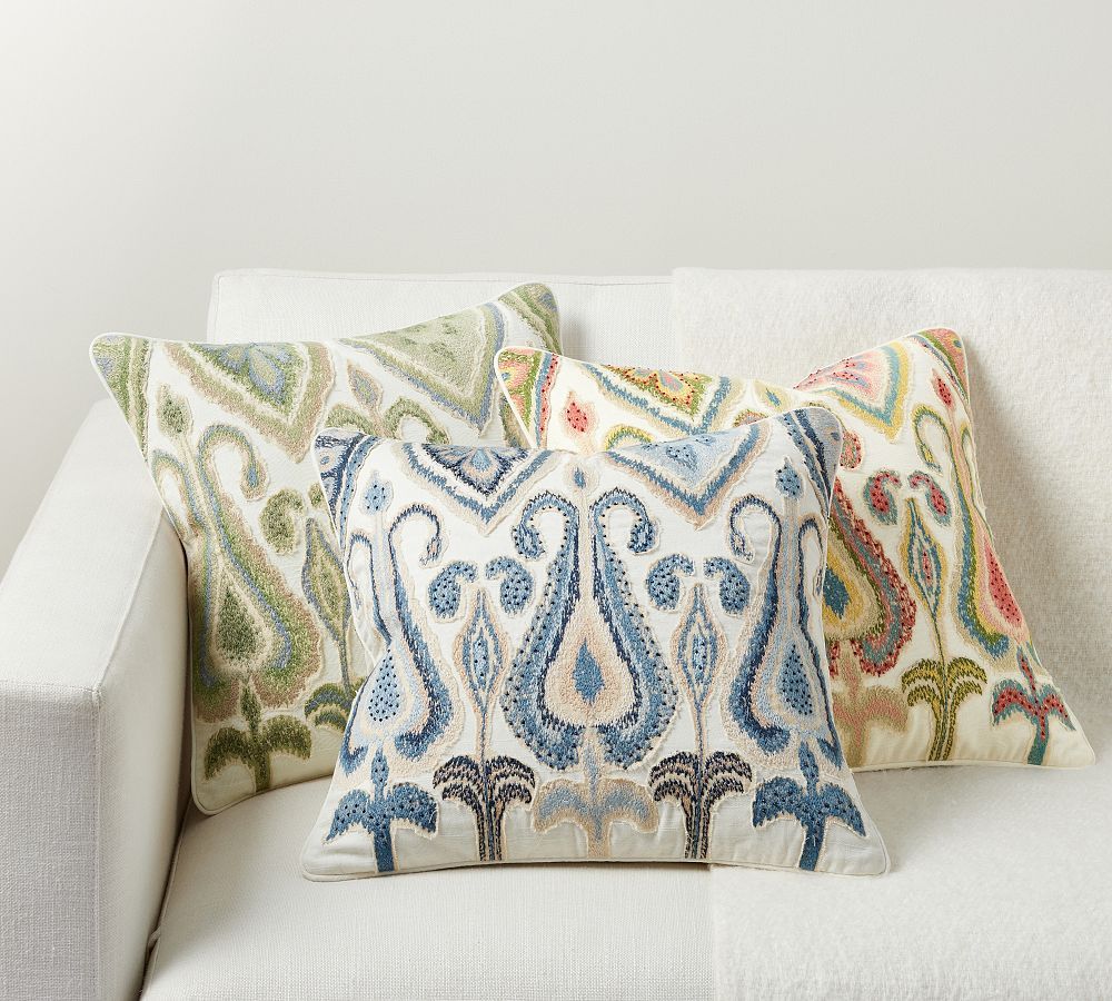 Yalla Embroidered Pillow | Pottery Barn (US)