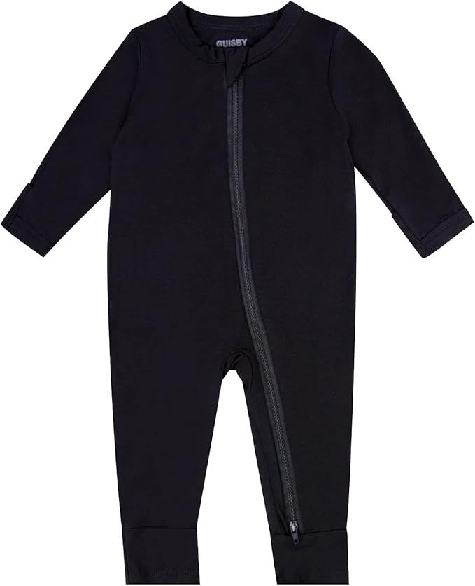 GUISBY Bamboo Baby Rompers, Footless 2 Way Zipper Long Sleeve Onesies Pajamas | Amazon (US)