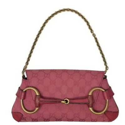 GUCCI Horsebit GG Pattern 2 Way Chain Pink Canvas Clutch Bag W/ Dustbag  | eBay | eBay US