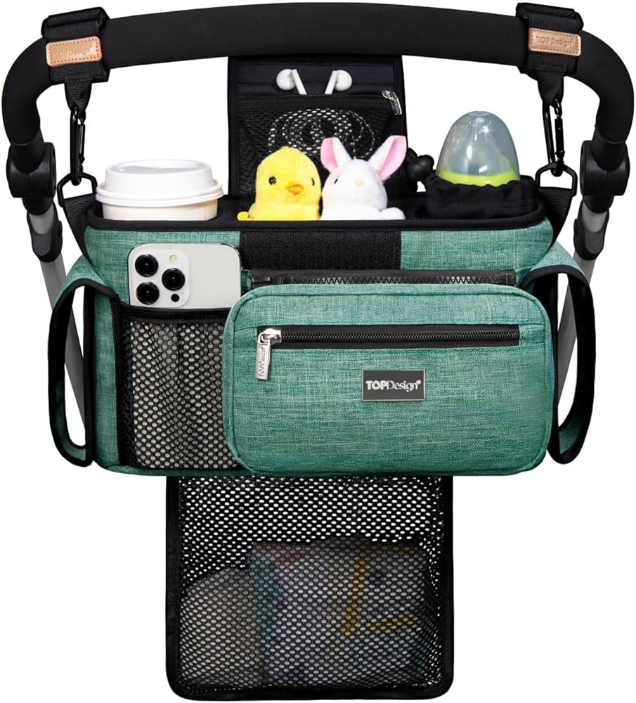 TOPDesign Universal Baby Stroller Organizer, Stroller Caddy with Detachable Mesh Bag & Heightened... | Amazon (US)
