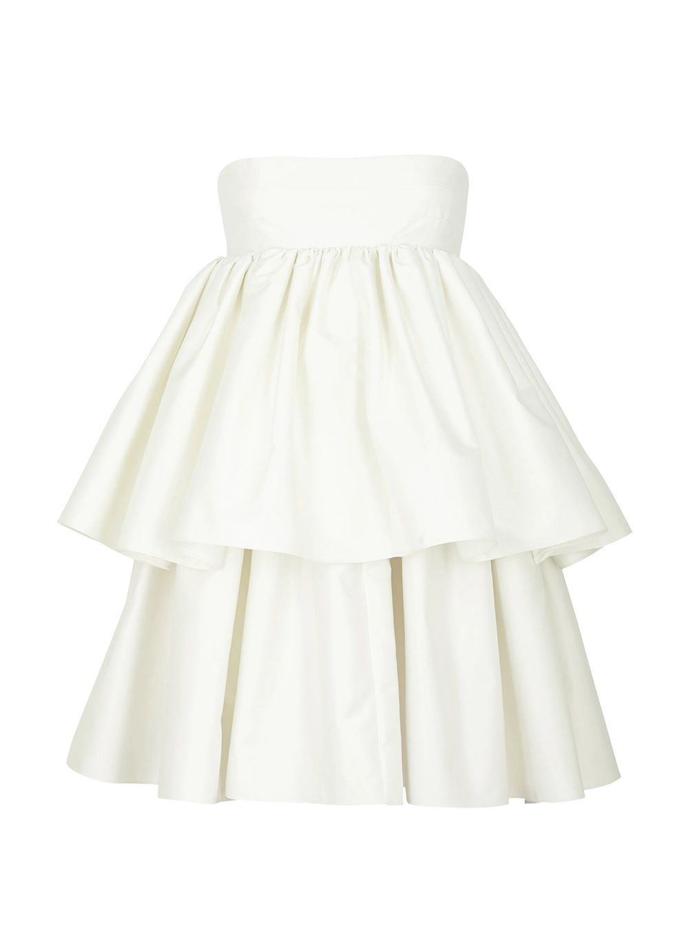 Carmina white strapless satin-crepe mini dress | Harvey Nichols 