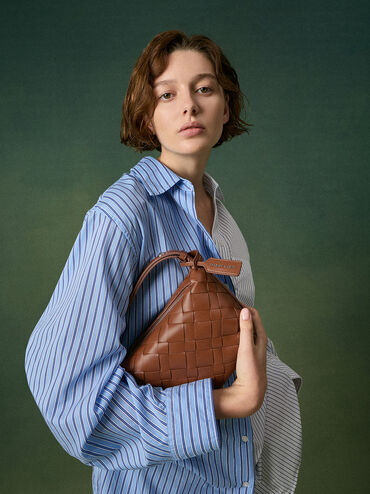 Ivette Woven Shoulder Bag
    
         - Chocolate | Charles & Keith UK