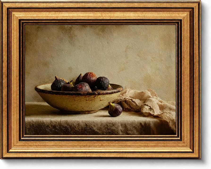 Gold Framed Vintage Fig Wall Art Fruit Still Life Wall Decor Rustic Farmhouse Fruit Picture Artwo... | Amazon (US)
