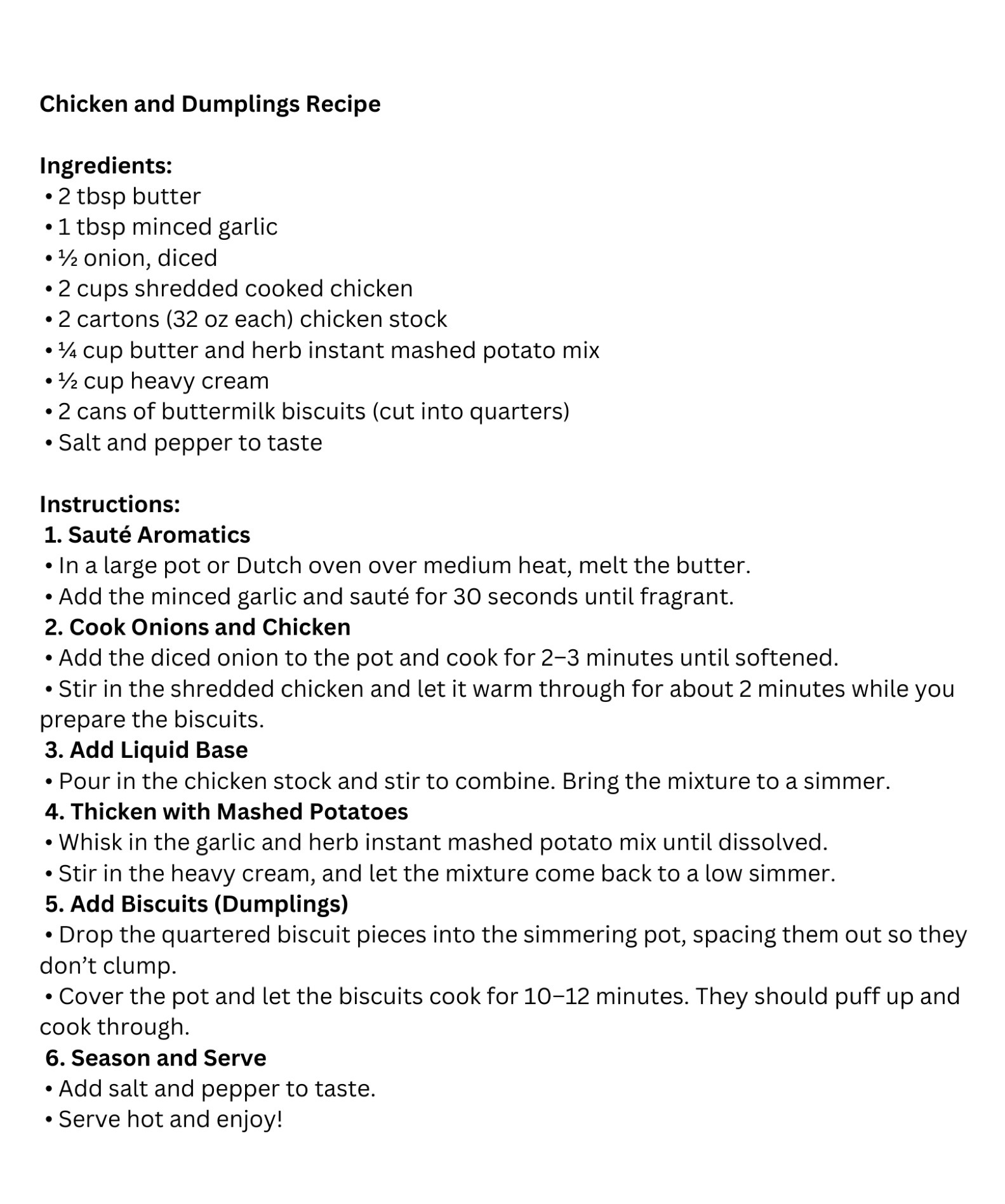 Chicken and dumplings 