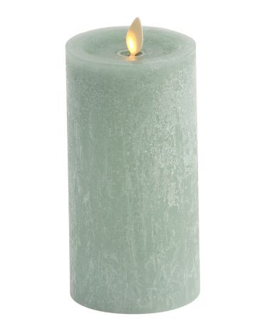 6.5in Recessed Seaglass Finish Moving Flame Pillar Candle Decor | TJ Maxx